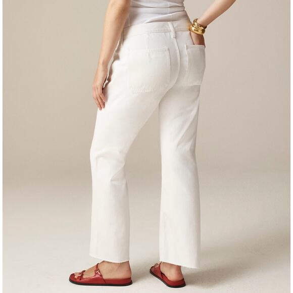 J.Crew Tall Sailor Mid Rise Relaxed Demi Boot Jean White Gold Buttons US 25T NWT - Picture 3 of 13